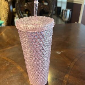 Pink Textured Tumbler with Straw New